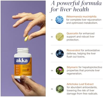AKKA Akkermansia Probiotic, Liver Cleanse, Detox & Repair, Non-GMO, 60 Caps