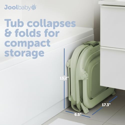Jool Baby Foldable Baby Bathtub – Portable for Travel – Thermometer (Sage)