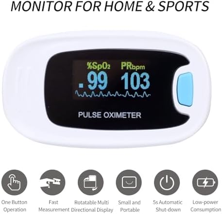 CONTEC Pulse Oximeter, SpO2 & PR Waveform Blood Oxygen Monitor w/Lanyard