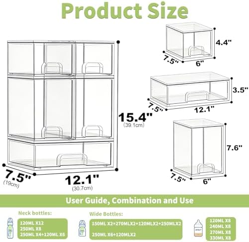 Bottle Storage Organizer Baby: Acrylic Stackable Storage Drawers
