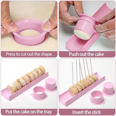 Round Cake Pop Mold Set with 9in Tray and Sticks- Pink