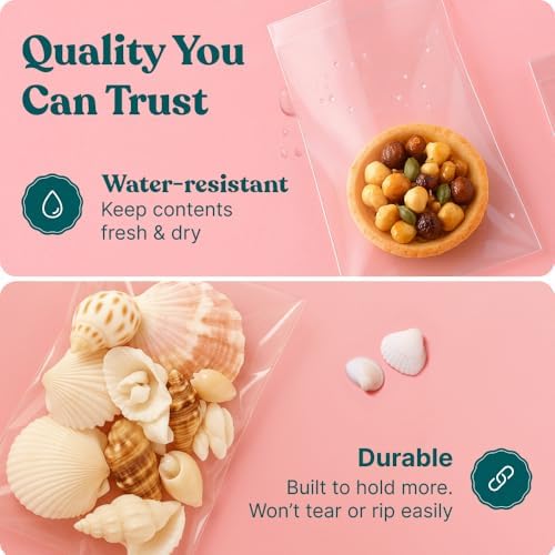 4x6 Clear Cookie Bags With Seal (200 Pack) - Self Sealing Cellophane Bags
