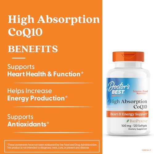 Doctor's Best High Absorption CoQ10 with BioPerine Supplement, 120 Softgels