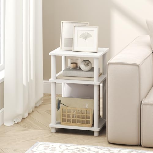 Furinno Turn-N-Tube 3-Tier Toolless Side Table, Compact, White