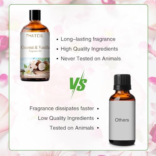 PHATOIL Coconut & Vanilla Fragrance Oil for Diffuser Aromatherapy 3.38FL.OZ