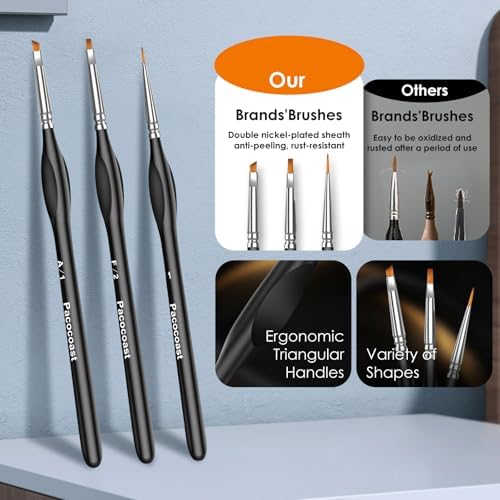 12Pcs Detail Paint Brushes Set for Miniature Fine Art Painting