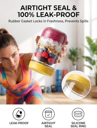 6-pack 16 oz Overnight Oats Containers with Lids