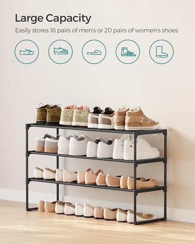 SONGMICS Shoe Rack, 3-Tier Shoe Organizer, Metal Storage Shelf