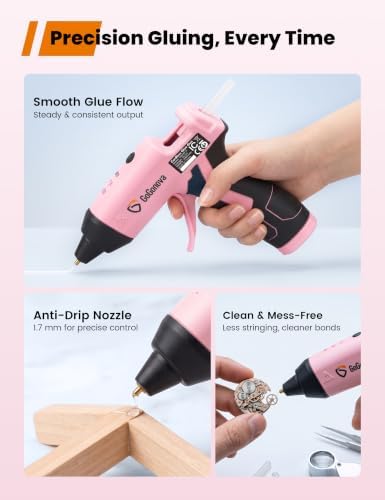 GoGonova Cordless Hot Glue Gun Kit, 2Ah Battery, Includes 25 Glue Sticks