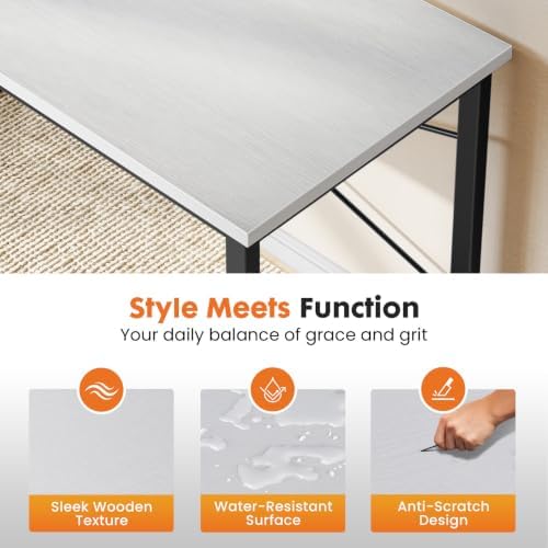 Sweetcrispy 32-Inch Small Computer Desk for Bedroom, Modern White