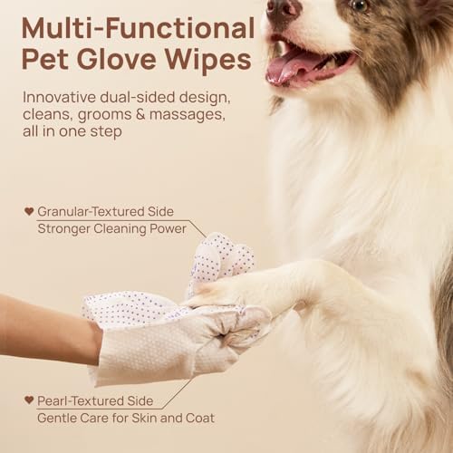 HICC PET Cleaning Glove Wipes PRO for Dogs & Cats, 20PCS Coconut Scent.