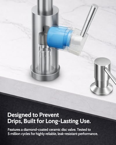LUFEIDRA Pull-Down Kitchen Faucet with Soap Dispenser, Brushed Nickel