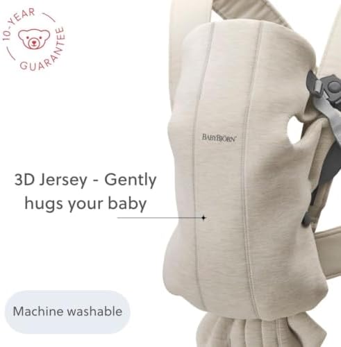 BabyBjörn Baby Carrier Mini, Light Beige, 3D Jersey | Infant Carrier (7-24 lbs), Ergonomic, Easy-to-Use