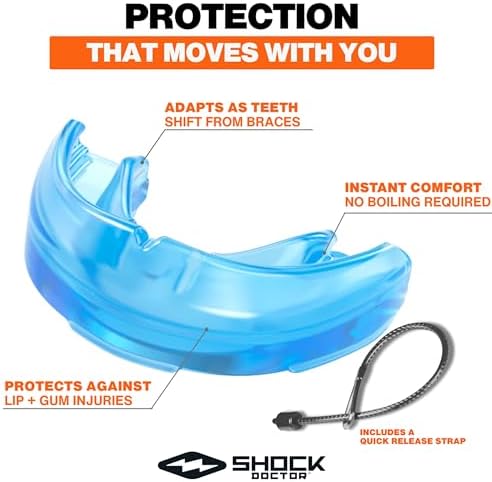Shock Doctor Mouth Guard for Braces, Blue, Youth