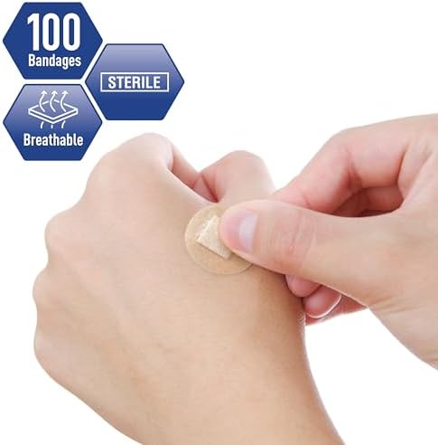 MED PRIDE Sterile Round Clear Spot Bandages,Hypoallergenic,7/8 in,100-Count