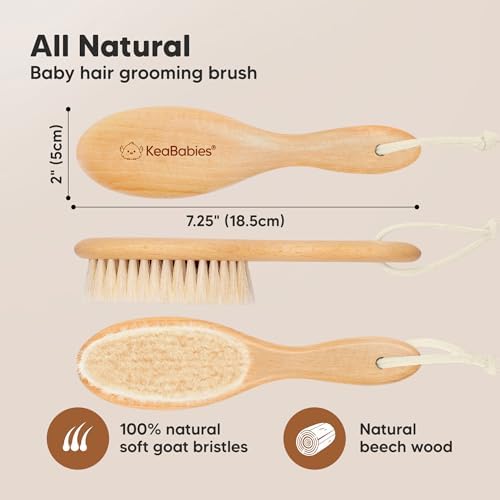 Wooden Baby Hair Brush for Toddler, Infant Cradle Cap (Walnut, Regular)