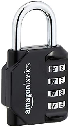 Amazon Basics 4-Digit Combination Lock, Black, 2-Pack