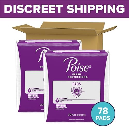Poise Incontinence Pads for Women, 7 Drop, Long, 78 ct
