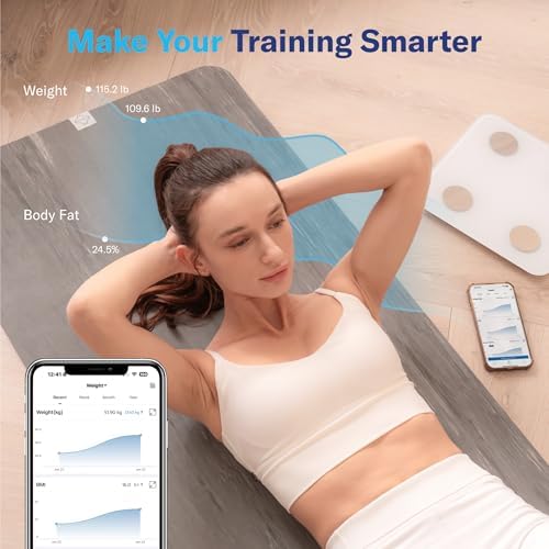 Alcedo Smart Body Fat Scale, Color-Changing Scale, Bluetooth, White