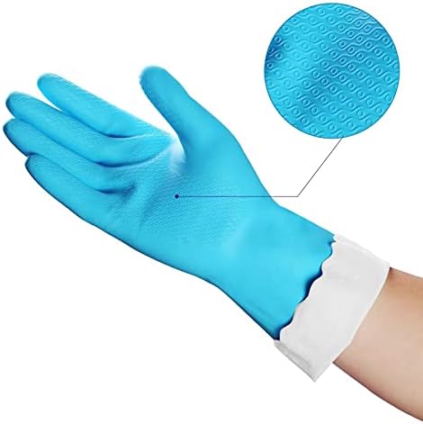 HSL Latex-Free Cleaning Gloves, Cotton Flocked Liner, 2 Pairs, Medium