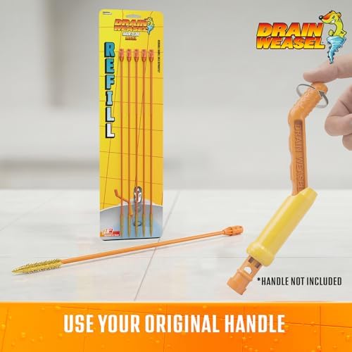 FlexiSnake Drain Weasel Refill for Sink Snake Hair Clog Remover, 5 Pack