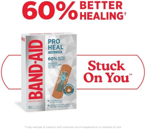 BAND-AID Brand Pro Heal Adhesive Bandages, All One Size, 10 Count