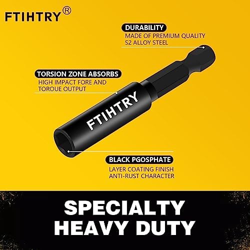 FTIHTRY 1/4”Magnetic Extension Socket Drill Bit Holder, 60mm 100mm 150mm Long(2.36-6"), 9pcs Screwdriver Extension, Quick-Change Hex Shank Set
