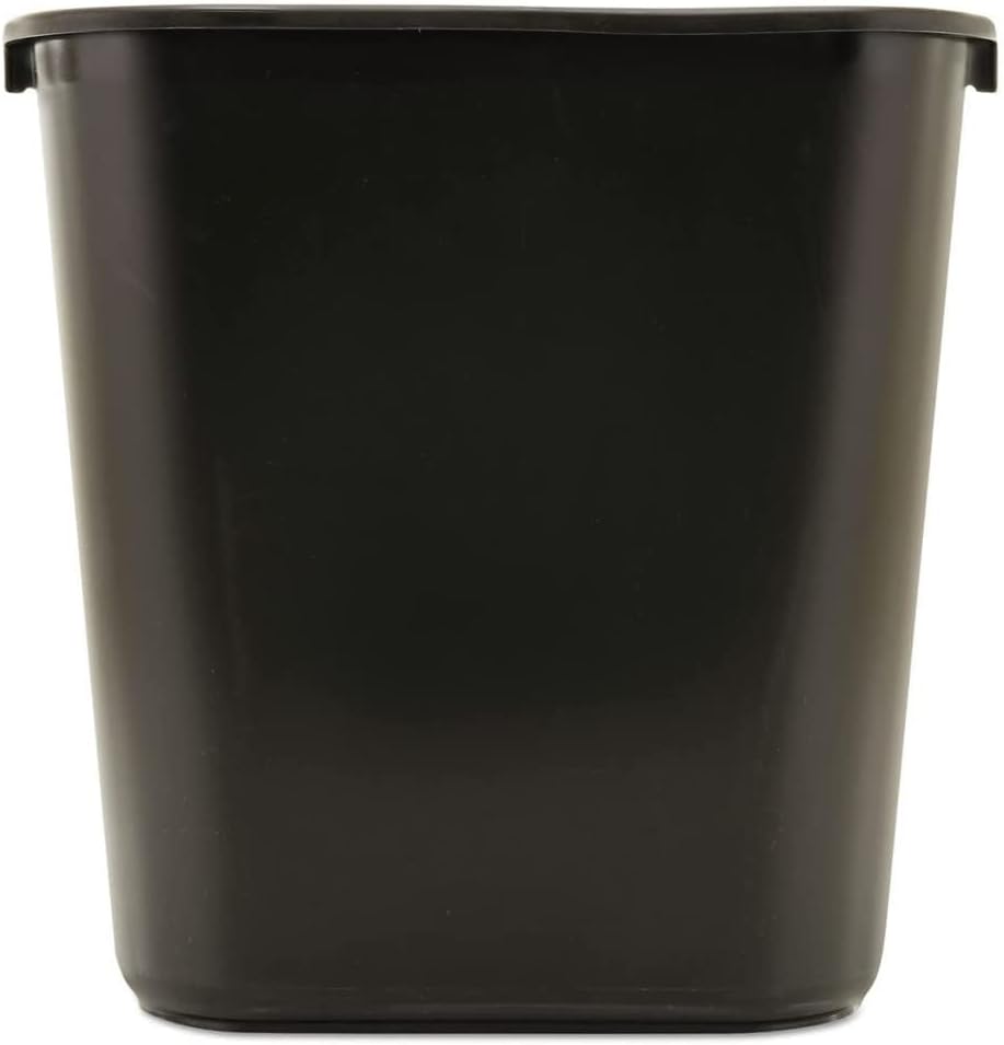 Rubbermaid Commercial 295600BK Deskside Plastic Wastebasket, Rectangular, 7 gal, Black (2)