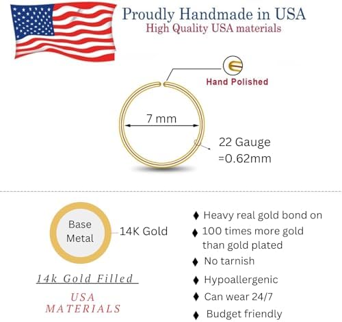 LUCKYJEWUS Small Thin Gold or Sterling Silver Nose Ring Hoop for Women, Tiny Nose Piercing jewelry