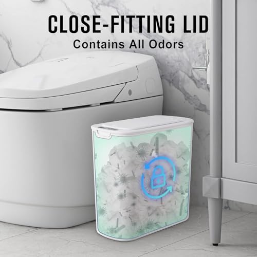 Cesun Automatic Small Bathroom Trash Can with Lid, 2.6 Gallon, White