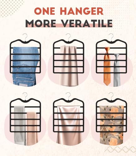 Pants Hangers Space Saving,3 Pack 5 Tier Velvet Short Neck Pants Hangers
