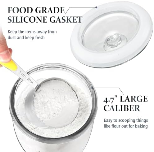 Folinstall Wide Mouth Glass Jar with Airtight Lid, 1/2 Gal Clear Container