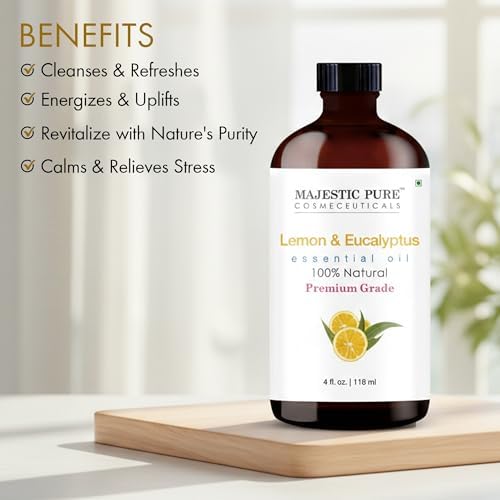 Majestic Pure Lemon Eucalyptus Essential Oil for Diffuser - 4 Fl Oz