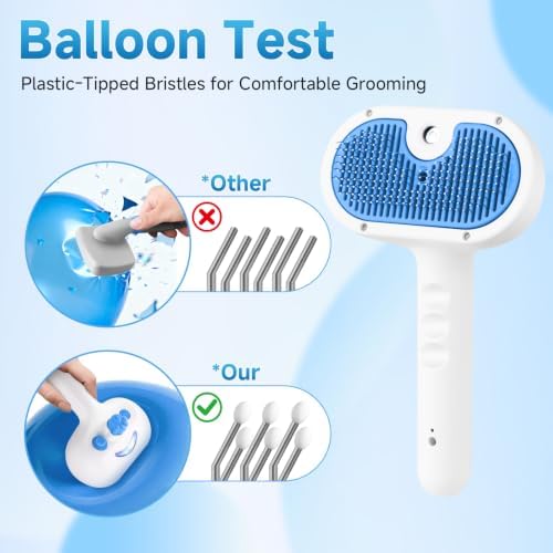 Pet Steam Brush for Dogs & Cats, 3-in-1 Shedding Grooming Tool