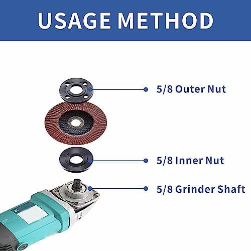 7PCS Angle Grinder Nut Wrench Kit 5/8-11 Flange Metal Lock Nut