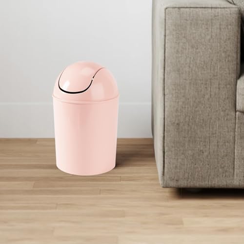 Umbra 1.25 Gallon Mini Waste Can with Removable Swing-Top Lid - Small Garbage Bin for Kitchen, Bathroom, Bedroom, Office - Compact Trash Can Fit Under Tables & Counters - Pink