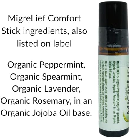 MigreLief Comfort Stick, Migraine and Headache Essential Oil Roll-On - Peppermint Lavender - 10ml