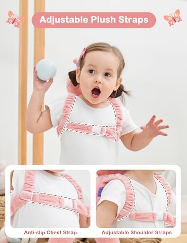 JunNeng Baby Head Protector Backpack for Walking Crawling, Pink Butterfly