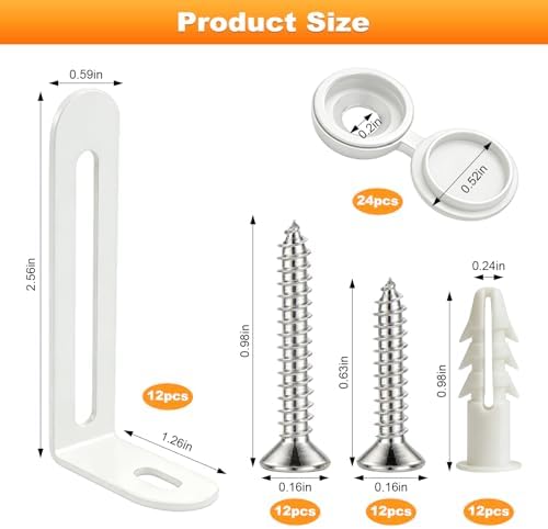 Furniture Anchors for Baby Proofing, 12 Pack, White