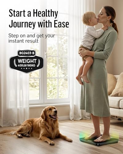 RunStar Digital Bathroom Scale for Body Weight with High Precision, Clear LED Backlight Display, Accurate Scale with Tempered Glass, 400lb