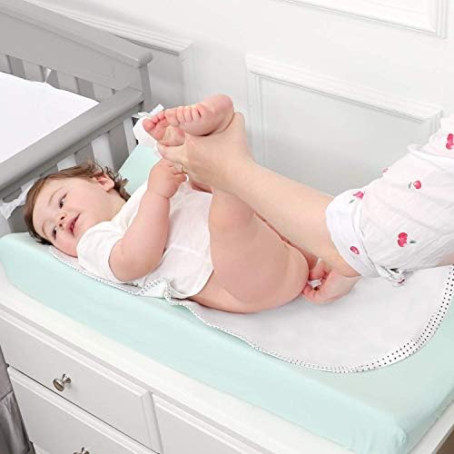 TILLYOU Waterproof Changing Pad Liners 6 Pack, 100% Cotton Reusable Cloth Diaper Liners, White