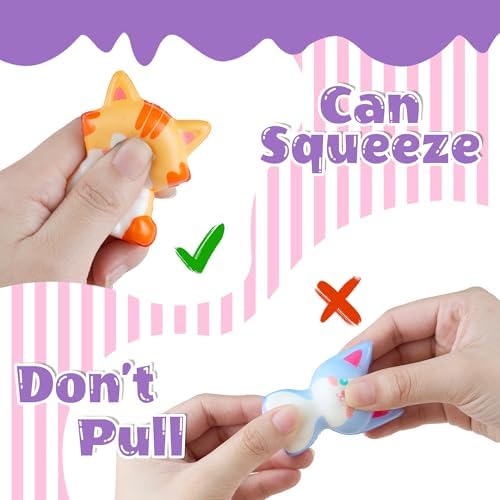DMIGHT 24PCS Cat Squishy Toys, Cat Party Favors & Classroom Prizes for Kids