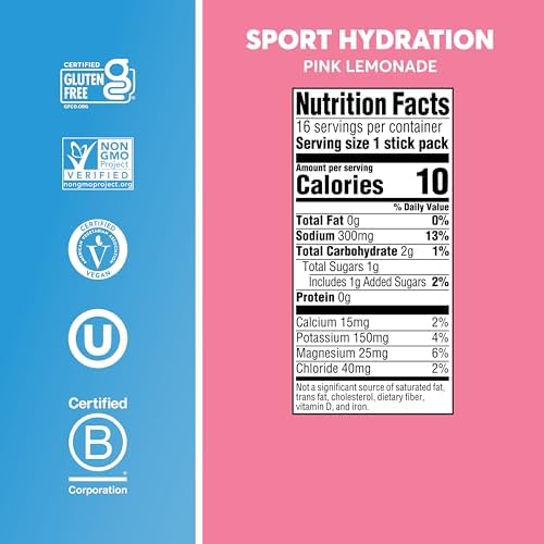 Nuun Sport Electrolyte Powder Packets Pink Lemonade, 16 Servings