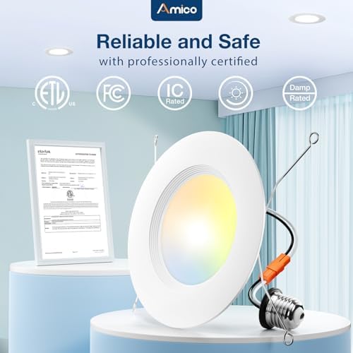Amico 24 Pack 5/6 inch LED Recessed Lighting, Retrofit Can Lights, White