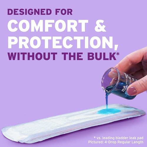 Poise Ultra Thin Incontinence Pads for Women, 6 Drop, Long, 78 ct
