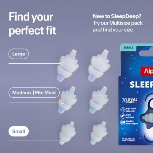 Alpine SleepDeep Reusable Earplugs for Sleeping | Earbuds for Side Sleepers