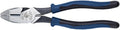 Klein Tools J213-9NE Side Cutter Linemans Pliers, Made in USA, High Leverage, 9-Inch, Streamlined Design, Color Coded
