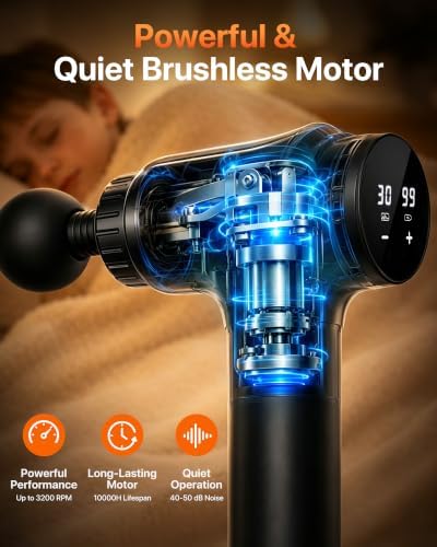 Massage Gun, 30 Speeds, 6 Heads, Quiet Deep Tissue Muscle Massager