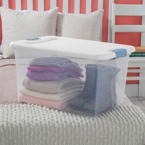 Sterilite Latching Box with Lids for Home and Office, 64 Quart, 4-Pack