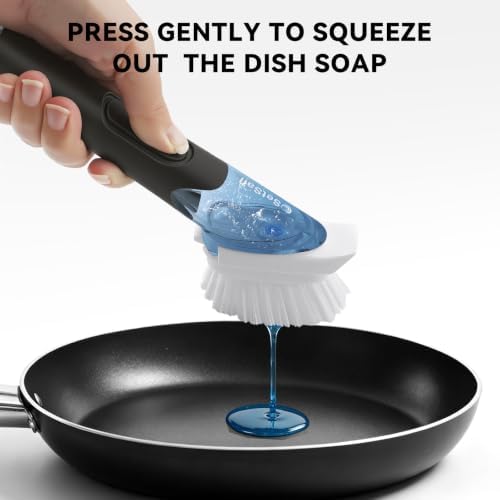 SetSail Dish Brush with Soap Dispenser, Stiff Bristles Dish Scrubber Set